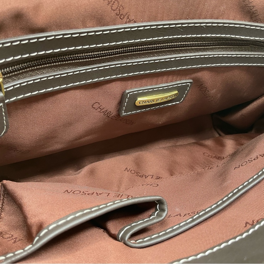 CHARLIE LAPSON Crocodile brown leather embossed shoulder bag. - Picture 10 of 11
